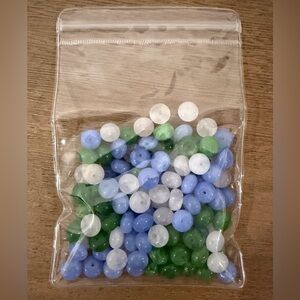 128 Assorted Blue, Green, and White Party Beads